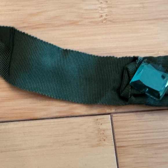 LIKE NEW! J. Crew Green Grosgrain Ribbon Belt with Jewels - Picture 2 of 4